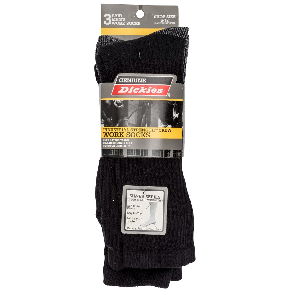 New Men's 3 Pack Dickies Black Crew Socks